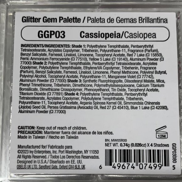 Ruby Kiss Glitter Gem Eye Shadow Palette #GGP03 Cassiopeia Eyeshadow Palette - Picture 9 of 13